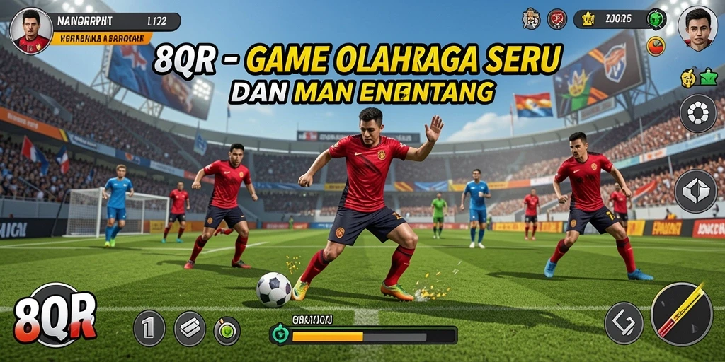 Screenshot 8QR menampilkan aksi seru di lapangan olahraga.