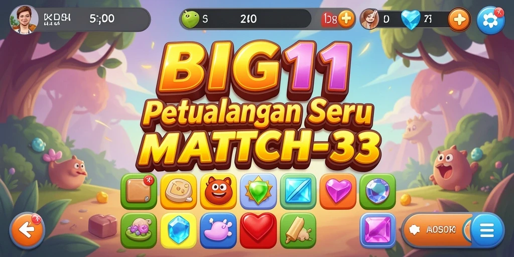 Screenshot utama BIG11 menampilkan gameplay Match-3 yang penuh warna dan menantang.
