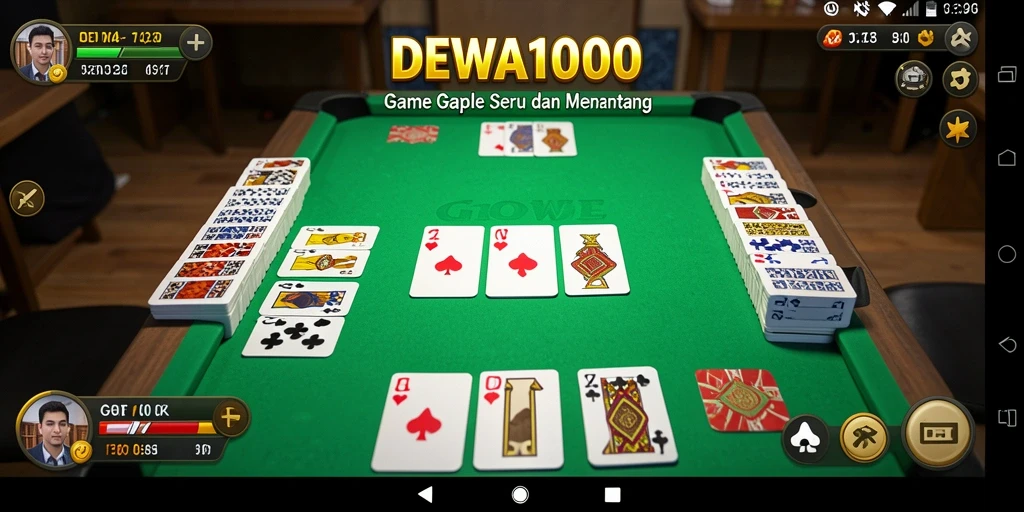Screenshot gameplay DEWA1000 dengan tampilan menarik permainan Gaple.