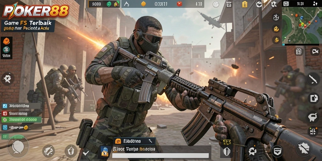 Gameplay seru POKER88 dalam pertempuran FPS yang intens.