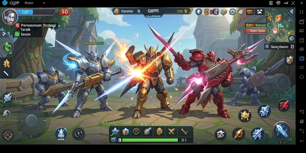 Tampilan utama gameplay QQRP dengan pertempuran strategis yang mendebarkan.